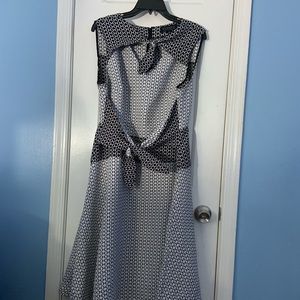 Black and White sleeveless A-line dress